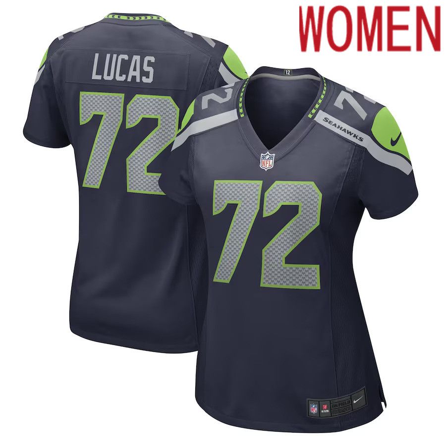 Women Seattle Seahawks #72 Abraham Lucas Nike College Navy Game Player NFL Jersey